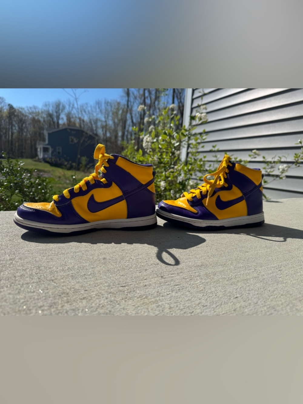 Nike Dunk High Kids High-Top Sneakers in Purple & Yellow - Lakers Colorway